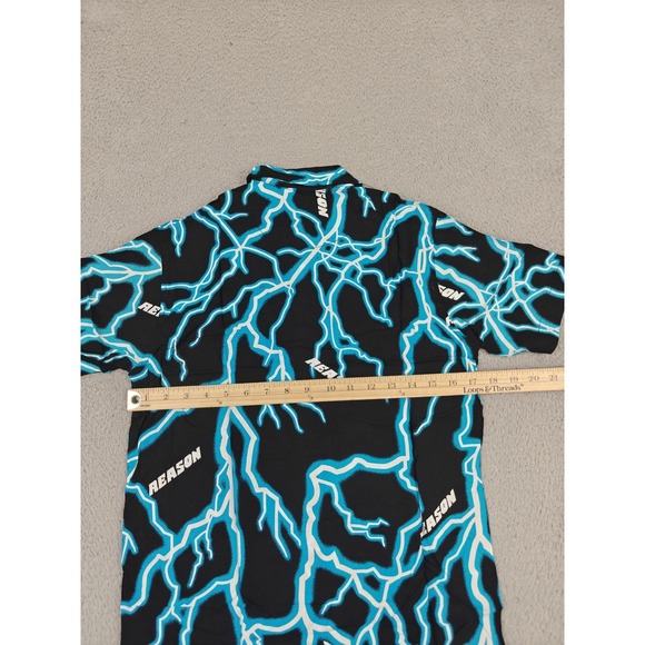 Reason Shirt Mens Small Black Lightning Print Button Up Short‎ Sleeve AZWT-006 - Picture 11 of 12